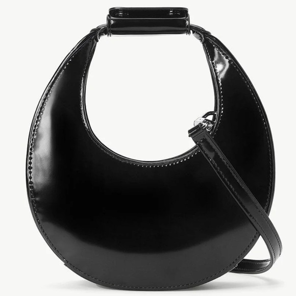 NWT Staud Mini Moon Purse in Polished Black Leather, Crossbody Bag , Brand NEW - Picture 5 of 17